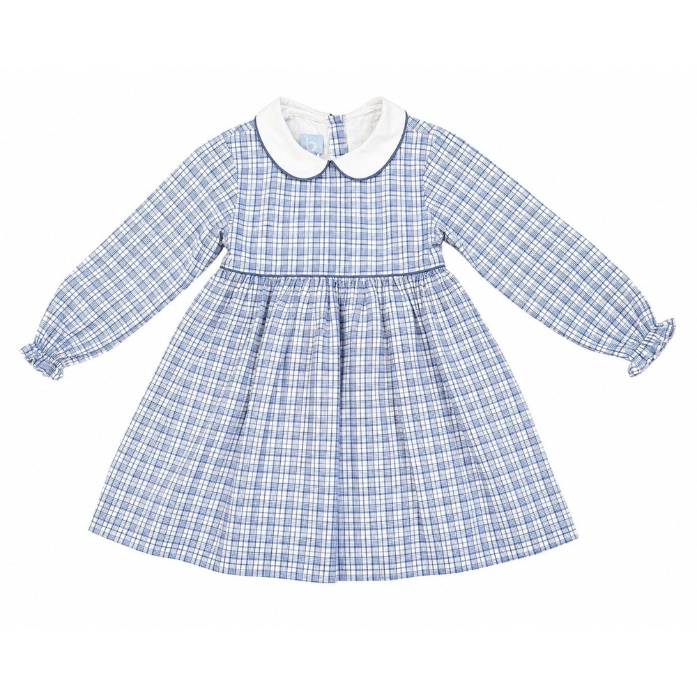 Bella Bliss Girls Dress Size 6 Blue Plaid Peter Pan Collar Classic Preppy Bow